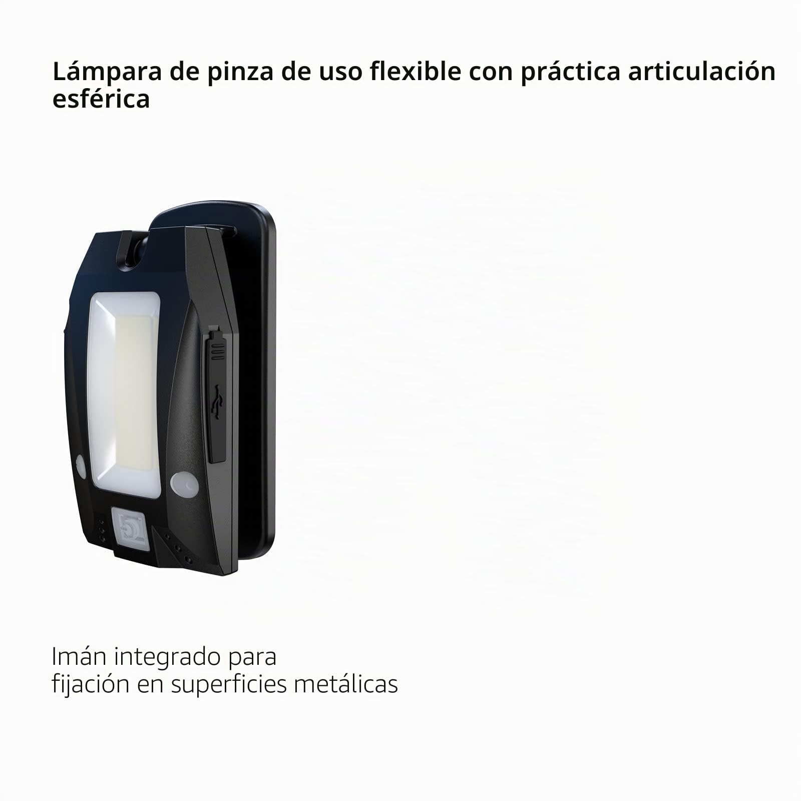 Solidline SC4R - Lámpara LED con clip (recargable, 200 lúmenes, 75 horas de duración, incluye cable USB) sensor de encendido y apagado