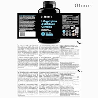 Complesso di L-Triptofano, con Melatonina, Magnesio e Vitamine B3, B5 e B6, 180 Capsule Veganes | Induce il sonno e migliora la qualità del sonno | Vegan, Senza Additivi | Zenement