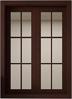 Rustic Wood Window with Opening-Doors, Hanging Panes Window, Vintage Home Wooden Windows for Living Room Bathroom Kitchen and More(Brown,40x100cm)