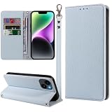 MINIKA いPhone14 ケース 手帳型 ストラップ付き 高級PUレザー iPhone14 用 ケース 手帳型 あいふぉん14 携帯カバー 耐衝撃 おしゃれ スマホケース カード収納 横置きスタンド機能 内蔵マグネット 開閉式 両面 360度 全面保護 上質な手触り 擦り傷防止 汗や指紋防止 耐汚れ（ブルー）