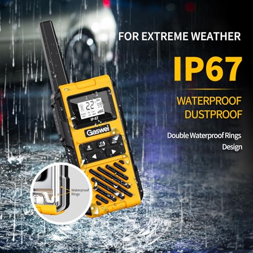Image of Gaswei G1pro IP67 Waterproof FRS Heavy Duty Long Range Walkie Talkies-4Pack | NOAA Weather Alert,Call Alert,VOX,FM Radio,Keypad Lock,Type-c Port,Rechargeable,Shock Resistant,Hiking,Camping,Skiing