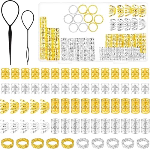 Accessoires cheveux tresses et perruques en alliage raffiné lot de 72 pièces dorées et argent