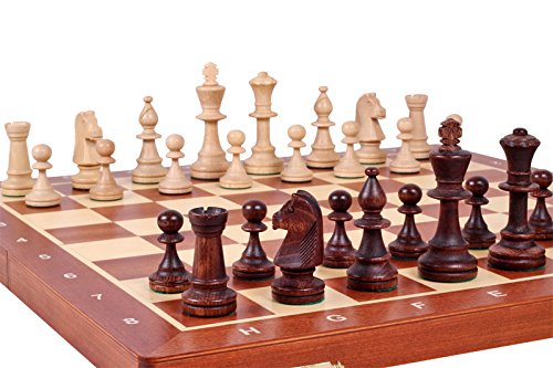 Juego de ajedrez de madera con tablero y piezas europeas miniatura 2