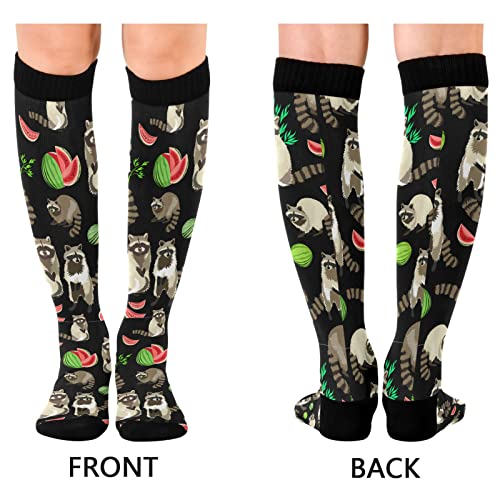 Wusikd Raccoon Compression Socks for Women and Men Circulation Cute Beast Long Socks for Athletic Running 1