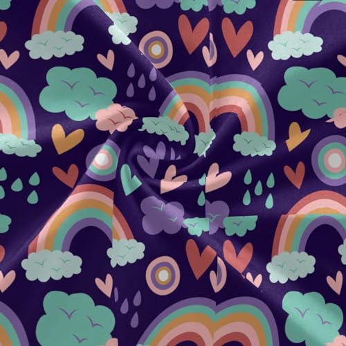 KLL Calça feminina estilo boho arco-íris roxa perna reta ioga PP, Estilo boho arco-íris roxo, M