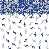 100pcs Lightning Confetti, Blue Glitter Lightning Bolt Table Confetti for Baby Shower, Lightning Paper Scatters,Weather Themed Birthday Party Table Decoration