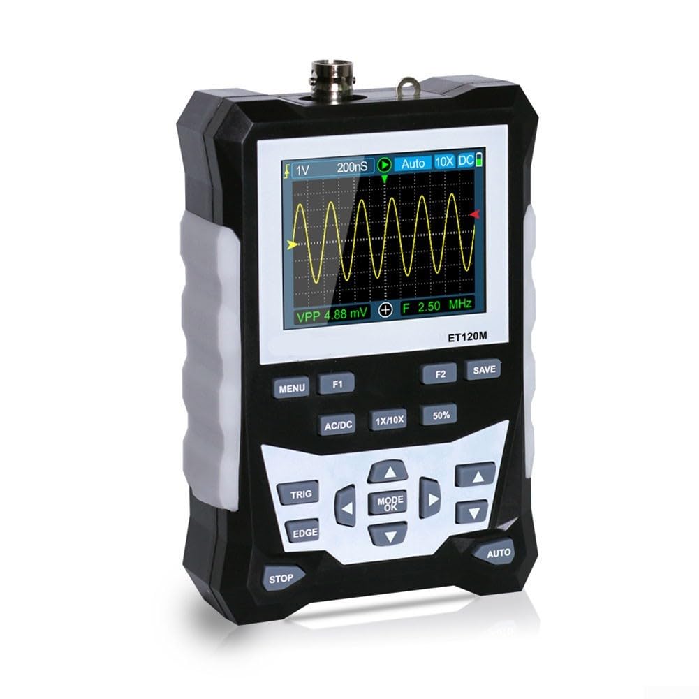 Hand-Oszilloskop ET120M, 120 MHz analoge Bandbreite, 500 MSa/s Echtzeit-Abtastung, 6,1 cm Display, automatische Messfunktion