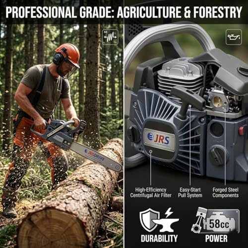 Image of EASTMAN EPCS-5822EN2 Gasoline Chain Saw - 58cc Engine, 560mm (22-Inch) Bar Length, 11000 RPM High-Speed Woodcutting Chainsaw for Professional & Home Use