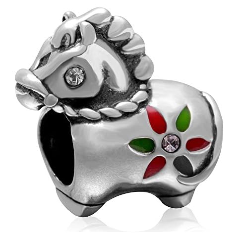 Horse Charm 925 Sterling Silver Baby Gift Beads fit for Fashion Charms Bracelet & Necklace, Sterling Silver Cover