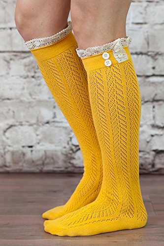 Image of The Original Button Boot Socks with Lace Trim Boutique Socks