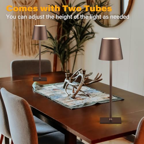 Image of CHLORANTHUS 2 Pack Cordless Table Lamps, 3 Colors Stepless Dimming, 5000mAh Rechargeable Battery LED Desk Lamp for Bedroom /Couple Dinner /Desk /Cafe /Dining Room /Terrace