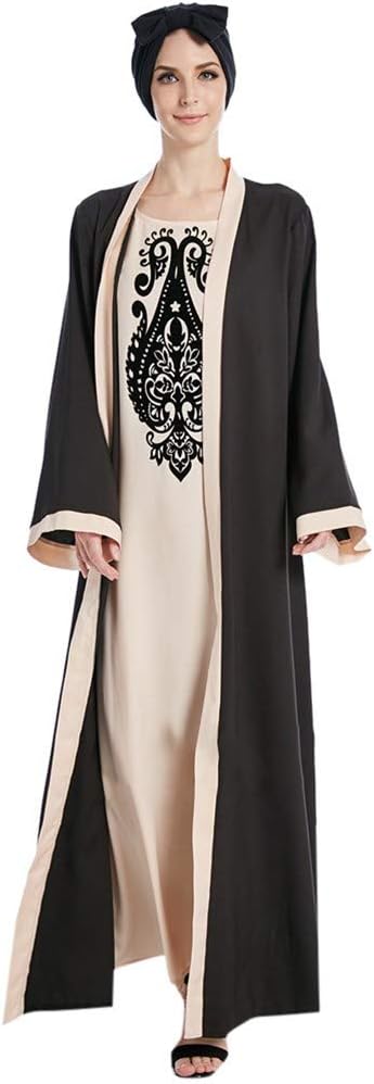 UOFOCO Muslim Modest Maxi Dress Women Abaya Turkey Long Robe Kaftan Clothes Black