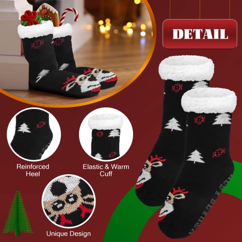 Slipper Socks For Women, Thick Cozy Fluffy Socks, Winter Warm Socks For Women, Non-Slip Womens Slipper Socks With Grippers(Parent-Child 2 Pairs, Black) #TOP3