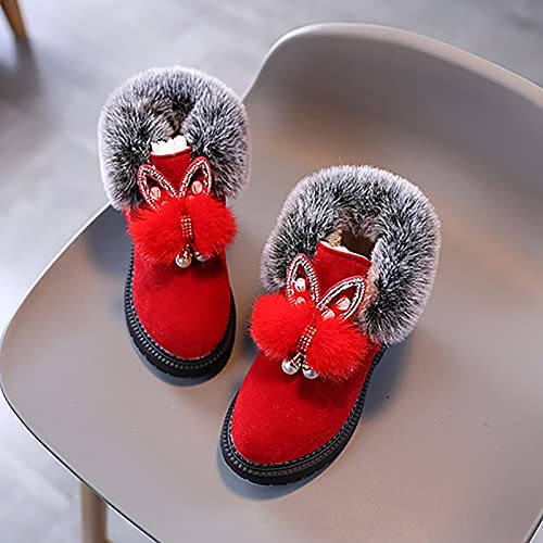 Solid Color Boots for 1 to 7 Years Kids Baby Girls Warm And Soft Shoe Shoes Fashion Hairball Cotton Boots Snow3