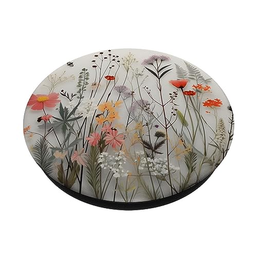 Mixed Flower Bouquet Floral Pattern PopSockets Swappable PopGrip, Black - Image 2