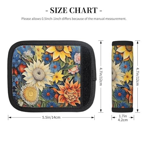 2 Pcs Luggage Handle Wraps, Oil on Canvas Sunflower Print Grip Handle Cover/Travel Bag Identifier for Suitcase Accessories 5