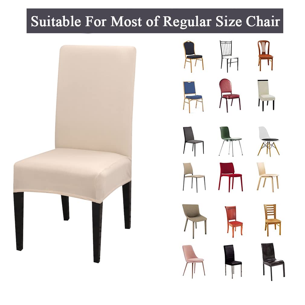 Coprisedie con Schienale 6 Pezzi, Elasticizzato Universali Antimacchia Coprisedia Modern Lavabile Decorativo Copri Sedie per Soggiorno Casa, Ristorante, Hotel (Beige)
