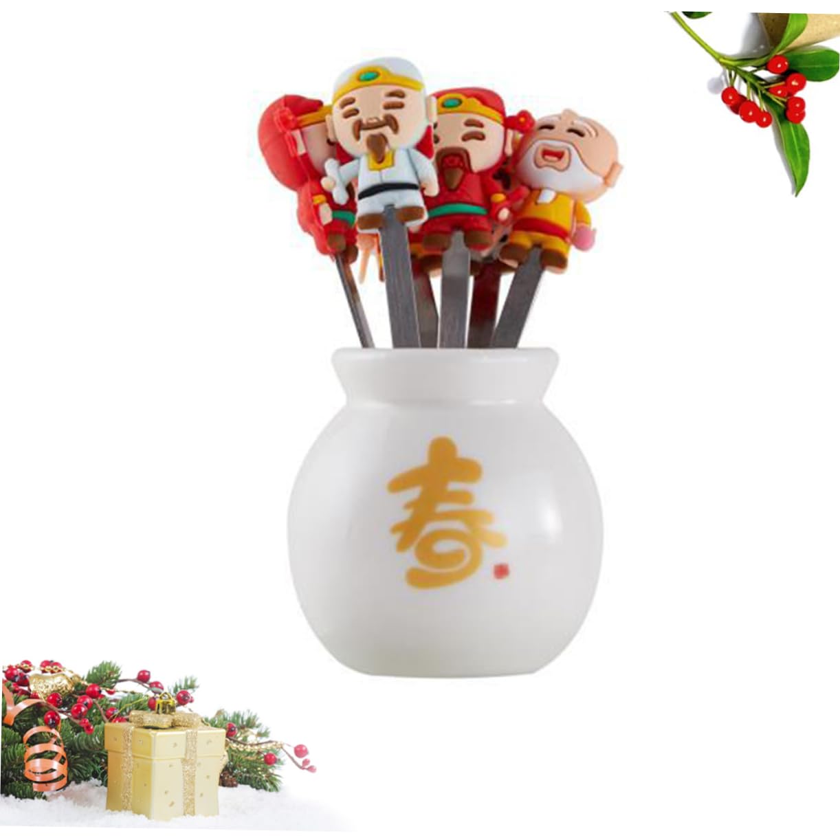 BESTonZON 3sets Forchette Acciaio Inossidabile Per Frutta e Mini Dolci Forchettine Eleganti Per Dessert e Antipasti Per Capodanno Cinese e Feste Pratiche e Resistenti