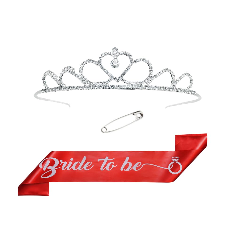 Decofy Bride To Be Decoration Set – Red Bride To Be Sash with Crown Tiara, Bridal Shower & Spinster Party Accessories, Premium Quality, Stylish & Comfortable Fit, Ideal for Bachelorette Celebration (Lotus Red)-image-23