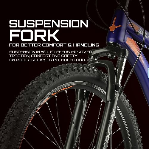 Image of CROW - Wolf 21 Speed | 27.5 inch Inch Mountain Bike | Suspension Fork | Dual disc Brakes | Double Wall Alloy Rims | Unisex MTB | Ideal for Men /Women /Boys /Girls