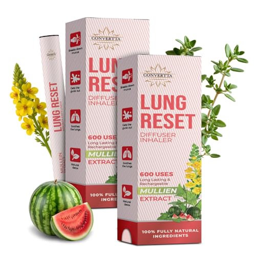 Lung Detox Mullein Diffuser Pen | Natural Mullein Leaf | Lung Health & Detox | Herbal Mullein Diffuser Pen 600 Uses (Red 2 Stick (Pack of 1))