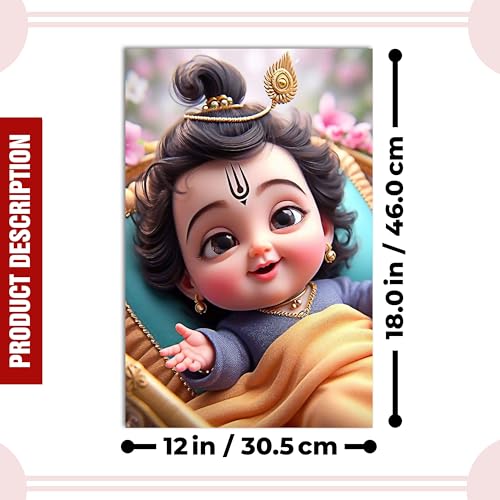 Image of Twinster Bal krishna Posters Photo for Pregnant Women, Baby Poster Self Adhesive (Size 45 cm by 30 cm) Pack of 1 (Design 24)
