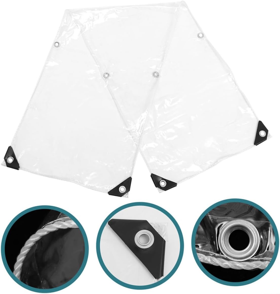 1m Clear PVC Tarp Heavy Duty Outdoor Cover for Camping Greenhouse Sunshade Protection Easy Installation Tear Resistant Random Corner Color
