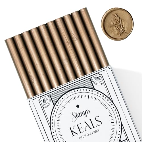 KEALS Pack de 10 Barras de Cera para Sellos de Lacre para Pistola de Pegamento   Cera Vintage para Invitaciones de Boda Tarjetas Cartas y Envoltorios, Color Bronce