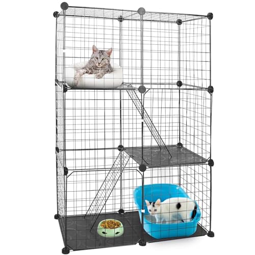Zorpupoa Jaula para gatos de 3 niveles, para interiores, con 3 plataformas de descanso ajustables, jaula grande para gatos de 42 pulgadas, jaula para hurones, corralito para gatos con 3 puertas