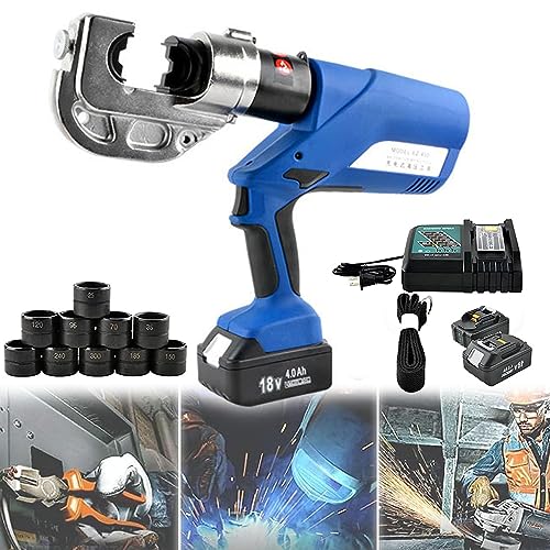 Outil de sertissage hydraulique Rechargeable, 4-400 mm2 de cueillette avec tête rotative à 360 degrés et éclairage à LED pour câbles en cuivre en Aluminium