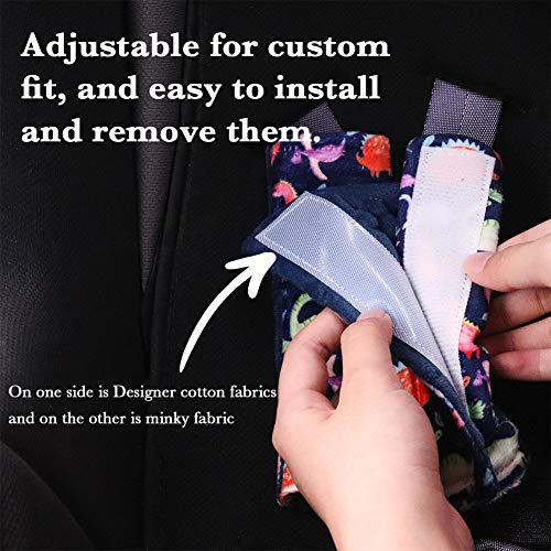 Image of Dinosaur Car Seat Belt Covers for Baby, Toddlers Stroller Seat Strap Covers, Car Seat Straps Shoulder Pads for Girls Boys, Minky Seat Belt Protectors for Car Seats, for Kids Newborn Infants
