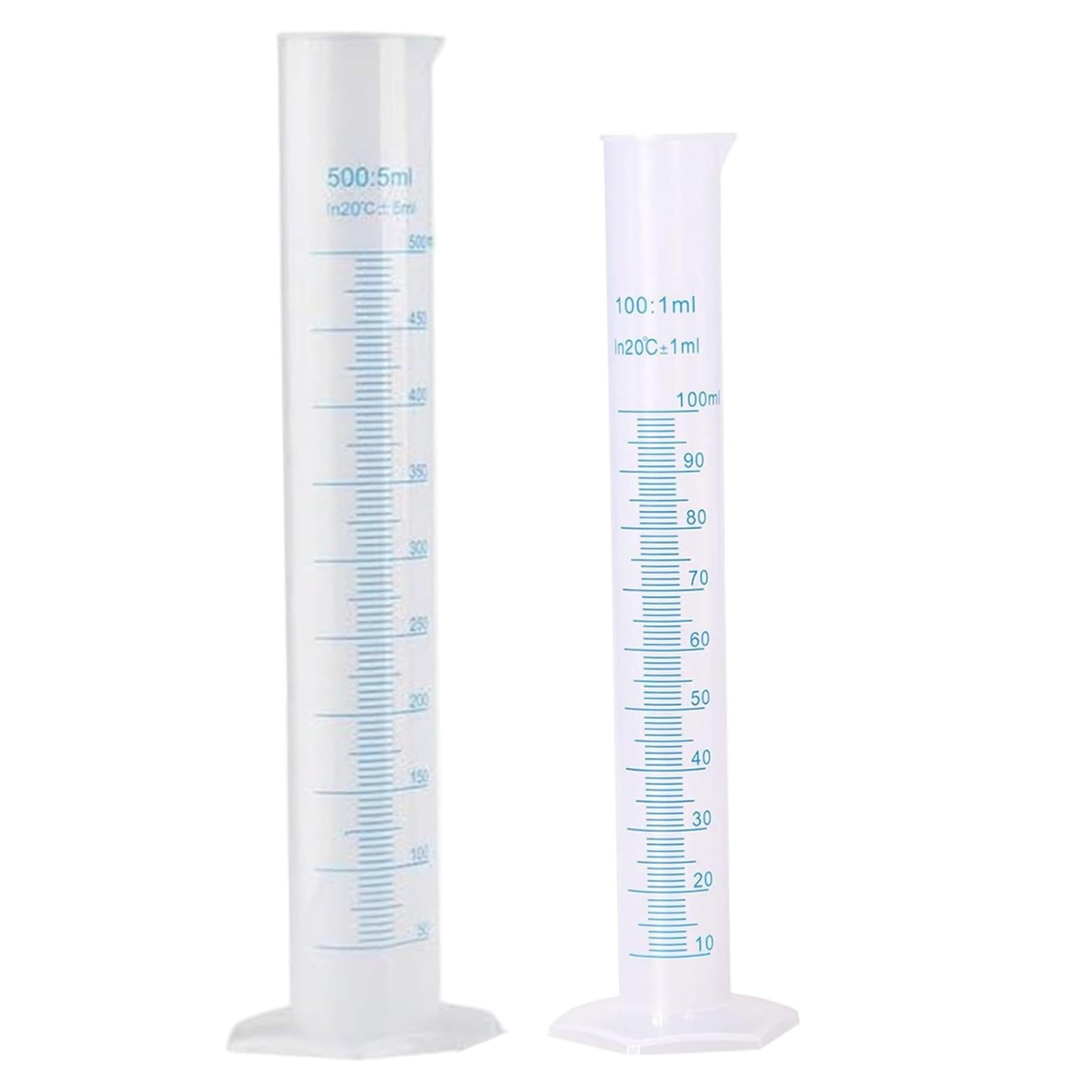 Probeta de Laboratorio para Ciencias, Cilindro Graduado de plástico de 100 ml, 6,9x24,6 cm, for Uso en el hogar de Laboratorios de Ciencias(500ml)