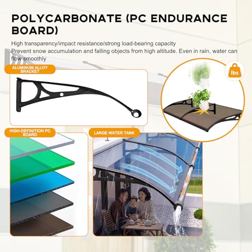 Auvent extérieur en polycarbonate haute résistance structure aluminium pour porte - 5
