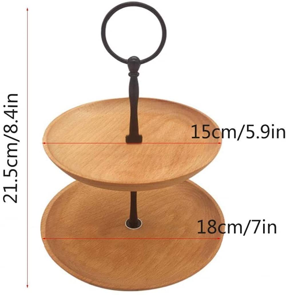 Retro Sk Corbeille à fruits en bois – Plateau amovible double en acier, bol à fruits multi-tailles pour cuisine et salle à manger – Noyer noir H