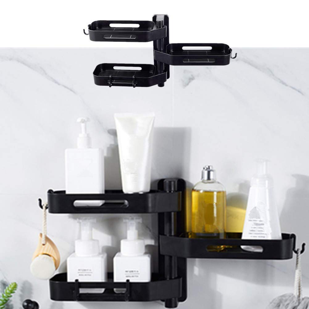 Shower Organiser Shower Basket Bathroom Drill-Free Toiletry Storage Set Telescopic Shower Shelf Corner Rotary Storage Shelf Shower No