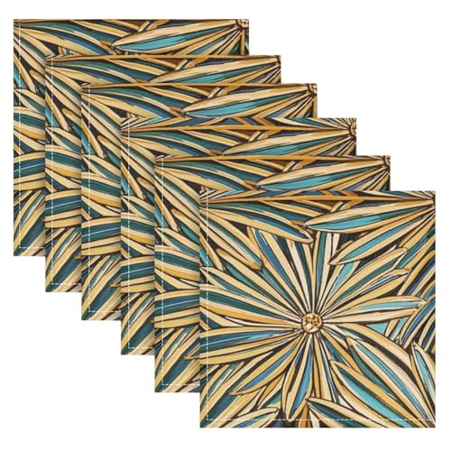Servilletas reutilizables de poliéster con hojas doradas, reutilizables, lavables, respetuosas con el medio ambiente, de tela, lavables, de Navidad, rústicas, de boda, juego de 6 servilletas de 20 x