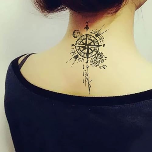 Miniatura 4 de Oottati Juego de 2 calcomanías de tatuaje temporal pequeñas, diseño de flechas negras para mano, cuello, cara, muñeca, arte corporal, impermeable,