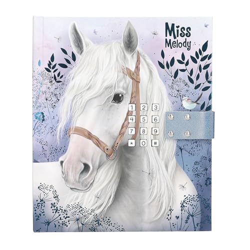 Depesche 13237 Miss Melody - Tagebuch mit Zahlen-Code und Sound, Buch in Blau und Lila, mit Pferde Motiv und 80 linierten und bunt illustrierten Seiten