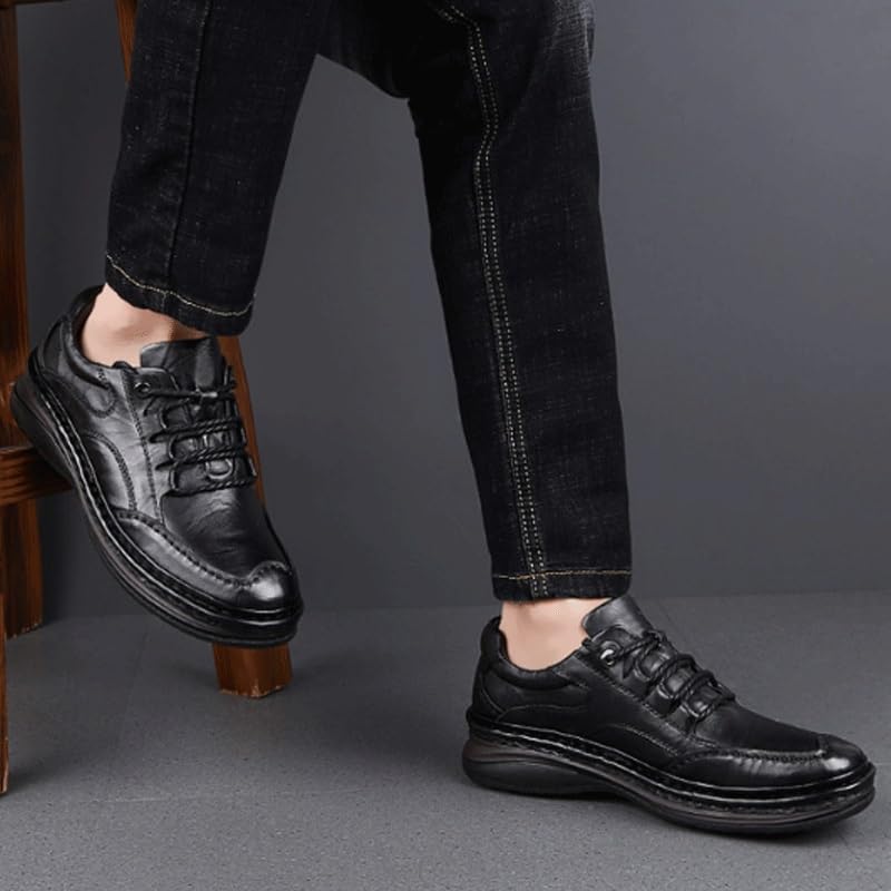 Man Brogue Business Shoes Comfort Handmade Round Toe Slip On Non-Slip Lug Sole Lace-Up Formal Derby Shoes2