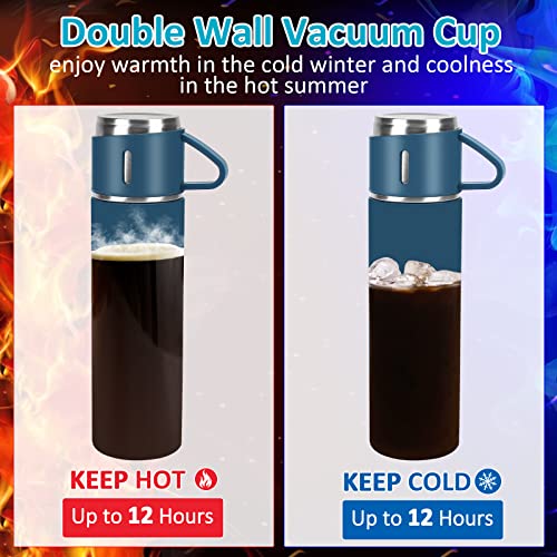 Molingritar Insulated Water Bottle With 3 Cups Stainless Steel Vacuum Thermos Flask Set With Handle For Men Women, Leak Proof Coffee Mug With Lid For Sport Travel Office School, Father’s Day Gift #TOP2