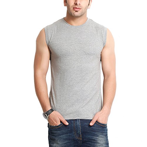Image of GRITSTONES Men's Round Neck Cut Sleeve Muscle T-Shit GS60211VSTBLK