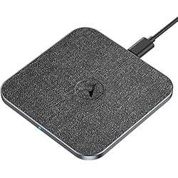Elegiant Cargador Rápido Inalámbrico Qi Max 15W AGPTEK 15W Cargador Inalámbrico Rápido, Qi Wireless Charger 15W/10W/7.5W/5W para iPhone 12/12 Mini/12 Pro MAX/SE 2020/11/11 Pro MAX/XS/XR/X/8, Galaxy S21/S20/S10/S9/, AirPods Pro (Cuero Negro)