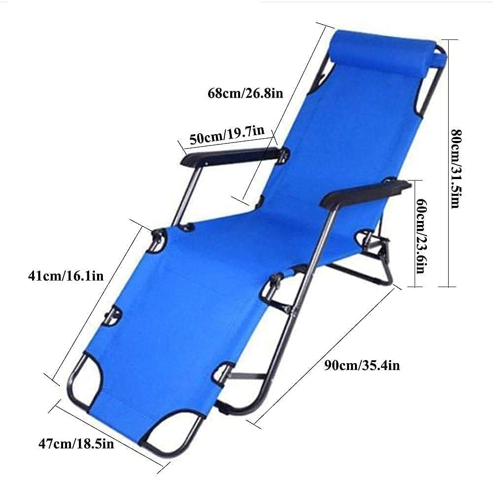Onecado Portable Lounge Chair Full Flat Cot 2 in 1, Folding Camping Chair, Reclining Chair with Pillow for Indoor Outdoor Patio Deck Yard Beach Pool