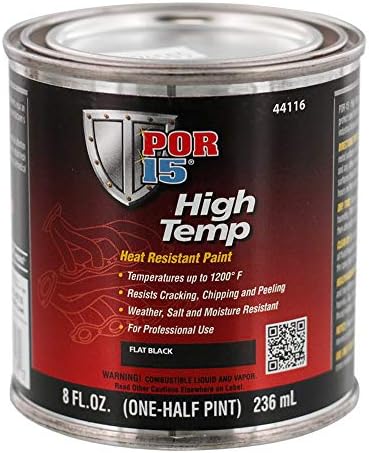 POR-15 High Temperature Paint, High Heat Resistant Paint, Weather and Moisture Resistant, 8 Fluid Ounces, Flat Black