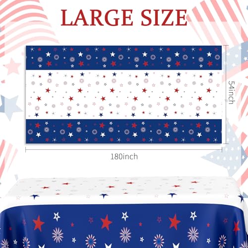 Image of 4th of July Tablecloth, 6 PCS Red White and Blue Patriotic Tablecloths(54x108 Inch) Independence Memorial Day American Flag Decorations Table Cloth Cover for Picnic Camping Party Dinner Table Decor