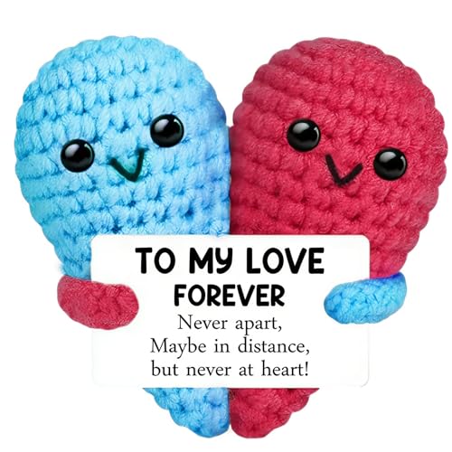 Bcefuho Handmade Crochet Heart Valentines Day Gifts, Valentines Day Gifts for Him Her, Wedding Anniversary Valentines Gift for Women Men, Romantic I Love You Gift for Couples Wife Husband