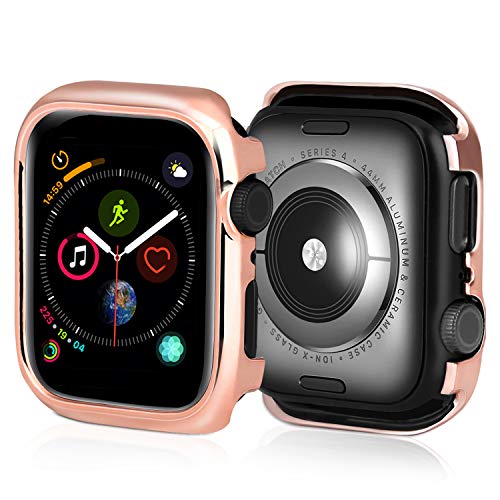 SIXRARI Compatible for Apple Watch Case 40mm, Slim Fit PC Screen Protective Cover Frame with Anti-Scratch for Iwatch Series 4 Rose Gold