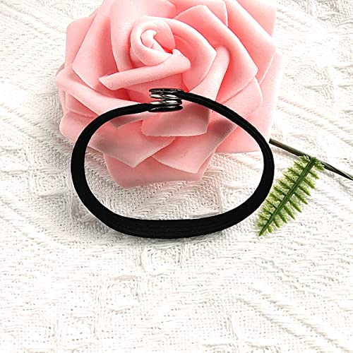 Aicily 8Pcs Snap Hair Ties For Thick Hair Natural Curly Hair Snap Hair Tie For Braids And Afro Puff Ponytail No Slip Adjustsble Hairband (Black-8Pcs) #TOP5