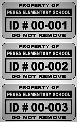 500 Custom 1.5" X .75" Metalized Silver Polyester Asset Tags / Labels "Featuring Easy Do It Yourself Design" (Click Listing For Quantity Options) #TOP4