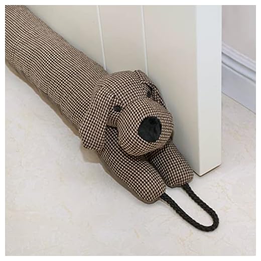 Marwood Under Door Draft Stopper Decorative Wind Stopper 36 inch for Door & Window, Weighted Animal Air Draft Stopper Snake Noise Blocker for Bottom of Door with Hanging Loops - Brown Dog